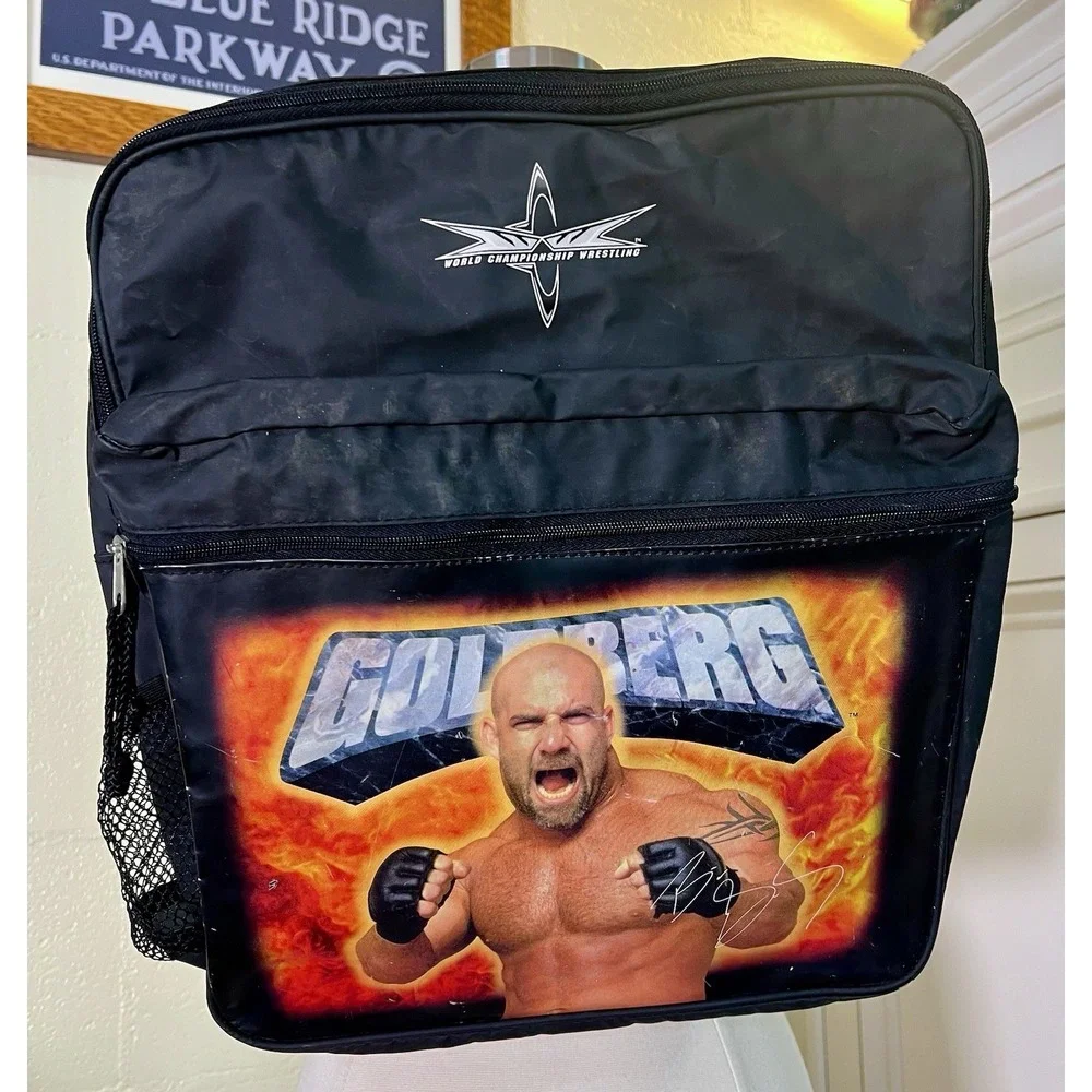 Vtg WCW/NWO Wrestling Bill Goldberg Back‎ Pack 1998 Bag With Water Bottle Holder